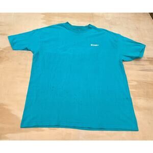 VINTAGE Hanes Turquoise Shirt‎ Short Sleeve Single Stitched Men Blue SIZE L